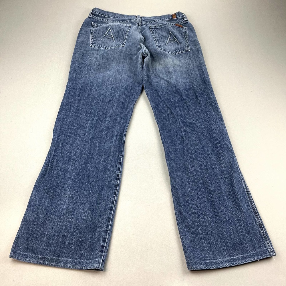 7 For All Mankind A Pocket Jeans Womens 33 Bootcut Flare Bottom Stone Wash USA
